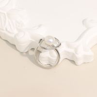 Sterling Silver White Gold Plated Elegant Simple Style Polishing Inlay Solid Color Pearl Open Rings main image 1