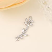 1 Piece 26.5*8.5 Copper Zircon 18K Gold Plated White Gold Plated Flower Polished Pendant main image 3