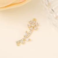 1 Piece 26.5*8.5 Copper Zircon 18K Gold Plated White Gold Plated Flower Polished Pendant sku image 1