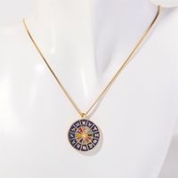 Copper Simple Style Classic Style Enamel Plating Inlay Devil's Eye Constellation Hand Of Fatima Zircon Pendant Necklace sku image 2