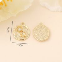 1 Piece 17 * 15mm Copper Zircon 18K Gold Plated White Gold Plated Leaf Round Flower Polished Pendant main image 2