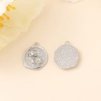 1 Piece 17 * 15mm Copper Zircon 18K Gold Plated White Gold Plated Leaf Round Flower Polished Pendant sku image 2