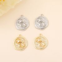 1 Piece 17 * 15mm Copper Zircon 18K Gold Plated White Gold Plated Leaf Round Flower Polished Pendant main image 4