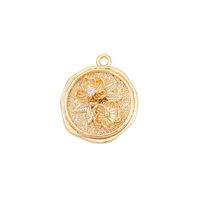1 Piece 17 * 15mm Copper Zircon 18K Gold Plated White Gold Plated Leaf Round Flower Polished Pendant main image 6
