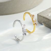 Wholesale Vintage Style Solid Color Copper Inlay 18K Gold Plated Zircon Open Rings main image 3