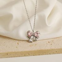 Wholesale Jewelry Y2K IG Style Bow Knot Heart Shape Alloy Copper 18K Gold Plated Pendant Necklace main image 7
