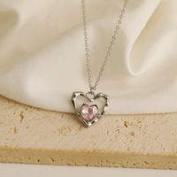 Wholesale Jewelry Y2K IG Style Bow Knot Heart Shape Alloy Copper 18K Gold Plated Pendant Necklace main image 10
