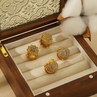1 Pair Simple Style Classic Style Apple Lotus Polishing Plating Inlay 304 Stainless Steel Zircon 18K Gold Plated Earrings main image 2