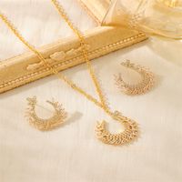 Copper 18K Gold Plated Simple Style Inlay Geometric Splicing Zircon Jewelry Set sku image 1