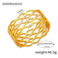 Titanium Steel 18K Gold Plated Casual Elegant Simple Style Hollow Out Inlay Solid Color Rhinestones Bangle sku image 7