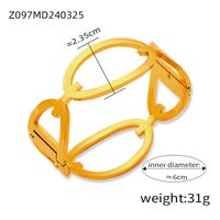 Titanium Steel 18K Gold Plated Casual Elegant Simple Style Hollow Out Inlay Solid Color Rhinestones Bangle sku image 3