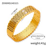 Titanium Steel 18K Gold Plated Casual Elegant Simple Style Hollow Out Inlay Solid Color Rhinestones Bangle sku image 1