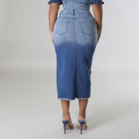 Summer Streetwear Gradient Color Polyester Midi Dress Skirts main image 5