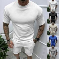 Men's Solid Color Simple Style Round Neck Short Sleeve Regular Fit Men's Sets main image 1