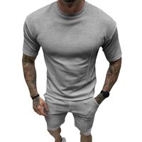 Men's Solid Color Simple Style Round Neck Short Sleeve Regular Fit Men's Sets main image 2