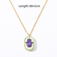 Copper Simple Style Classic Style Enamel Plating Inlay Devil's Eye Constellation Hand Of Fatima Zircon Pendant Necklace main image 2
