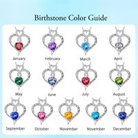 Sterling Silver Cute Sweet Hollow Out Inlay Heart Shape Birthstone Zircon Pendant Necklace main image 1
