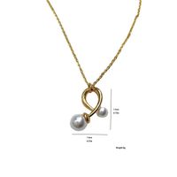 Laiton Plaqué Or 18K Élégant Style Simple Incruster Géométrique Perles Artificielles Des Boucles D'Oreilles Collier main image 2