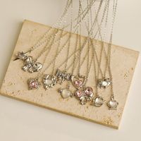 Wholesale Jewelry Y2K IG Style Bow Knot Heart Shape Alloy Copper 18K Gold Plated Pendant Necklace main image 1