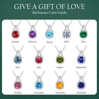 Sterling Silver Cute Sweet Plating Inlay Geometric Birthstone Zircon Pendant Necklace main image 1