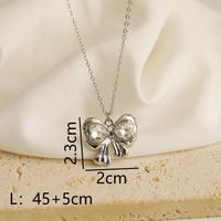 Wholesale Jewelry Y2K IG Style Bow Knot Heart Shape Alloy Copper 18K Gold Plated Pendant Necklace sku image 1