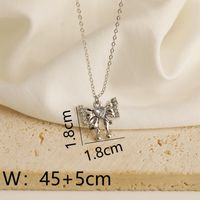 Wholesale Jewelry Y2K IG Style Bow Knot Heart Shape Alloy Copper 18K Gold Plated Pendant Necklace sku image 3