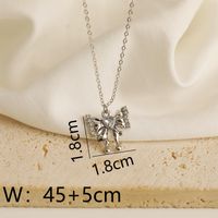 Wholesale Jewelry Y2K IG Style Bow Knot Heart Shape Alloy Copper 18K Gold Plated Pendant Necklace main image 4