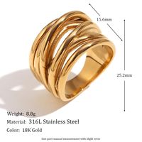 304 Stainless Steel 18K Gold Plated Simple Style Classic Style Solid Color Rings main image 2