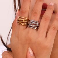 304 Stainless Steel 18K Gold Plated Simple Style Classic Style Solid Color Rings main image 5