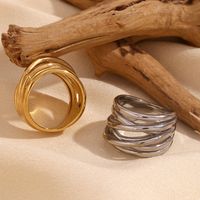 304 Stainless Steel 18K Gold Plated Simple Style Classic Style Solid Color Rings main image 4