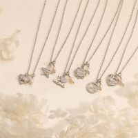Copper 18K Gold Plated Simple Style Commute Inlay Letter Heart Shape Zircon Pendant Necklace main image 4