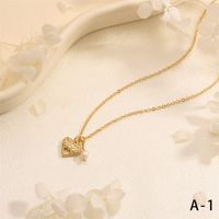 Copper 18K Gold Plated Simple Style Commute Inlay Letter Heart Shape Zircon Pendant Necklace sku image 2
