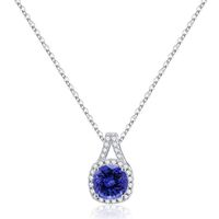 Sterling Silver Cute Sweet Plating Inlay Geometric Birthstone Zircon Pendant Necklace sku image 8