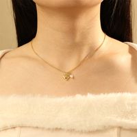 Copper 18K Gold Plated Simple Style Commute Inlay Letter Heart Shape Zircon Pendant Necklace main image 5