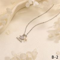 Copper 18K Gold Plated Simple Style Commute Inlay Letter Heart Shape Zircon Pendant Necklace sku image 4