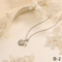 Copper 18K Gold Plated Simple Style Commute Inlay Letter Heart Shape Zircon Pendant Necklace sku image 8