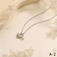 Copper 18K Gold Plated Simple Style Commute Inlay Letter Heart Shape Zircon Pendant Necklace sku image 3