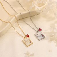 Copper 18K Gold Plated IG Style Simple Style Inlay Letter Heart Shape Zircon Pendant Necklace main image 1