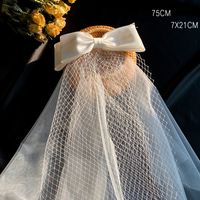 IG Style Sweet Bow Knot Cloth Pearl Hair Clip Birdcage Veils 1 Piece sku image 8