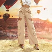 Women's Daily Simple Style Solid Color Full Length Hollow Out Casual Pants Cargo Pants main image 1