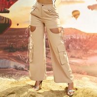 Women's Daily Simple Style Solid Color Full Length Hollow Out Casual Pants Cargo Pants main image 3