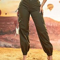 Women's Daily Simple Style Solid Color Full Length Pocket Casual Pants Cargo Pants main image 3