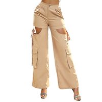 Women's Daily Simple Style Solid Color Full Length Hollow Out Casual Pants Cargo Pants main image 2