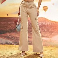 Women's Holiday Daily Simple Style Solid Color Full Length Pocket Casual Pants Cargo Pants main image 3