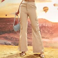 Women's Holiday Daily Simple Style Solid Color Full Length Pocket Casual Pants Cargo Pants main image 4