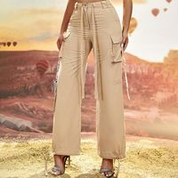 Women's Daily Simple Style Solid Color Full Length Distressed Non-Ironing Treatment Casual Pants Cargo Pants main image 3