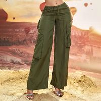 Women's Holiday Daily Simple Style Solid Color Full Length Pocket Casual Pants Cargo Pants main image 3