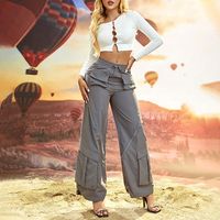 Women's Daily Simple Style Solid Color Full Length Multiple Pockets Casual Pants Cargo Pants main image 1
