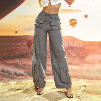 Women's Daily Simple Style Solid Color Full Length Multiple Pockets Casual Pants Cargo Pants main image 3