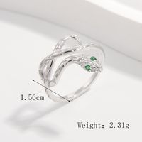 Sterling Silver White Gold Plated Elegant Retro Inlay Snake Zircon Open Rings sku image 7